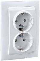 Розетка с заземлением Schneider Electric Unica 1-м. 2 мод. шторки белый картинка